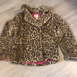 Double Breasted Leopard Faux Fur Coat